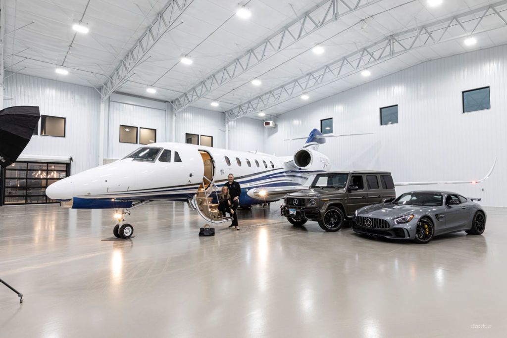 Light Painting  a Cessna Citation X+, G63 Mercedes, and a Mercedes GTR