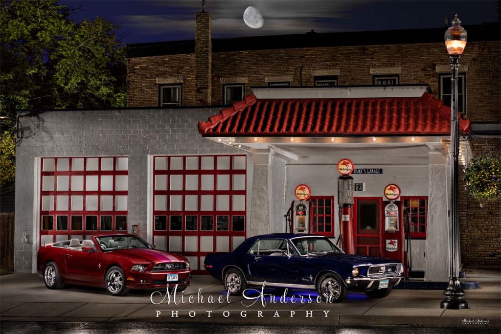 Light Painting Two Ford Mustangs.